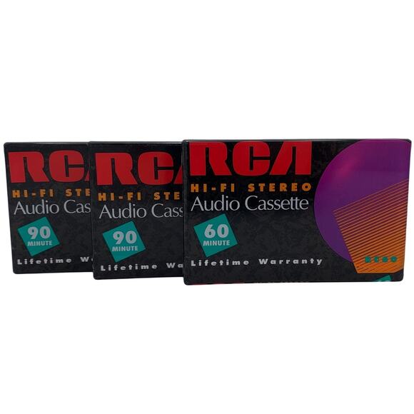 Lot of 3 RCA Hi-Fi Audio Cassette Tapes 1 60-Minute and 2 90-Minute New Sealed - Picture 1 of 3